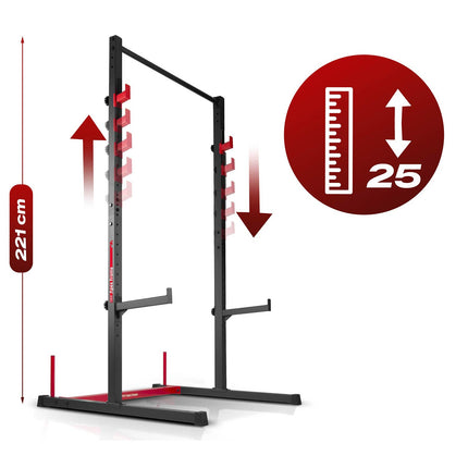Half rack med pull-up-stang, vægtstangsholdere og sikkerhedsbjælker – op til 300 kg