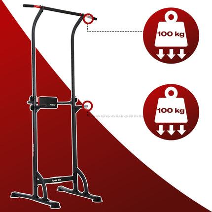 Fritstående træningsstation til pull-ups, dips og benløft – maks. brugervægt 100 kg