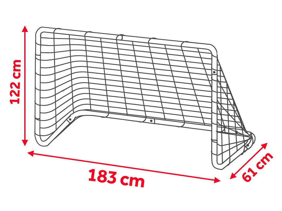 Stort fodboldmål 183 x 122 cm - 2 stk. til børn med stærk stålramme og hurtig montering