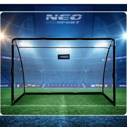 Stort fodboldmål 180 x 120 x 60 cm med stålstel, sort betræk og hurtigkoblinger