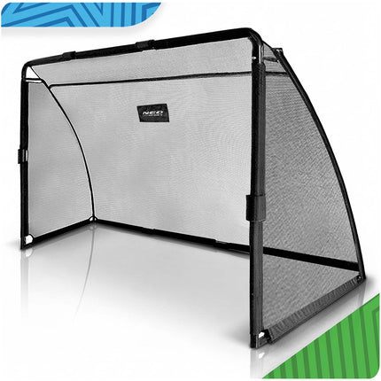 Stort fodboldmål 180 x 120 x 60 cm med stålstel, sort betræk og hurtigkoblinger