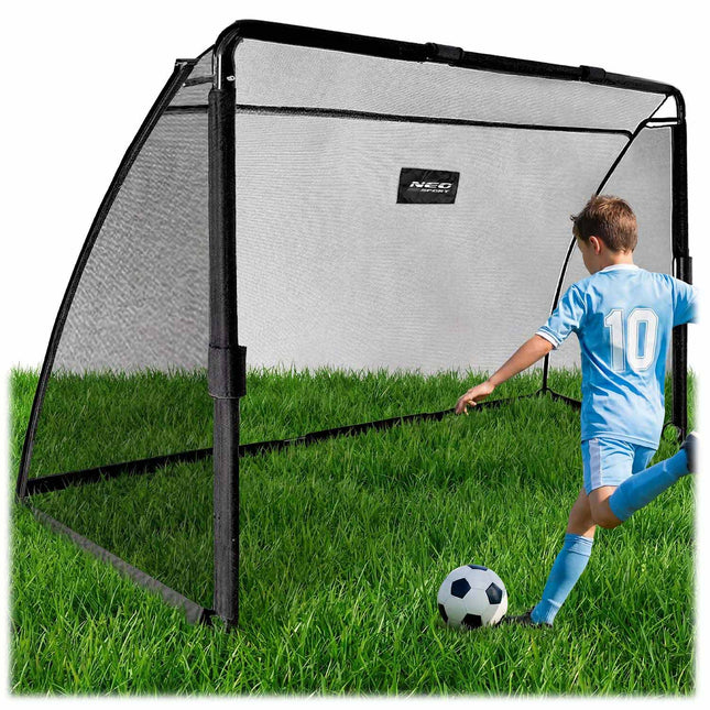 Stort fodboldmål 180 x 120 x 60 cm med stålstel, sort betræk og hurtigkoblinger