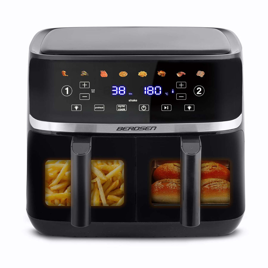 Dobbeltkammer Airfryer 10,2 l - Sund frituregryde med 8 programmer og touchskærm