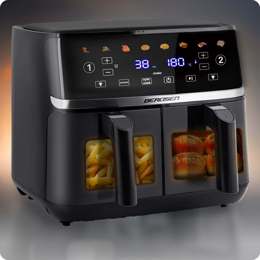 Dobbeltkammer Airfryer 10,2 l - Sund frituregryde med 8 programmer og touchskærm
