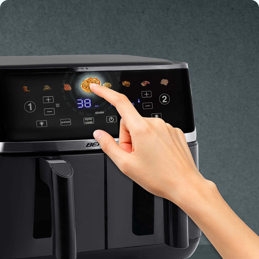 Dobbeltkammer Airfryer 10,2 l - Sund frituregryde med 8 programmer og touchskærm