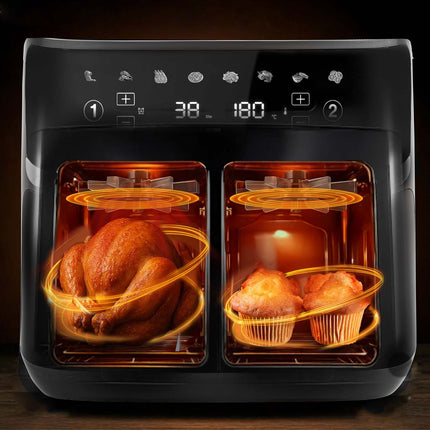 Dobbeltkammer Airfryer 10,2 l - Sund frituregryde med 8 programmer og touchskærm