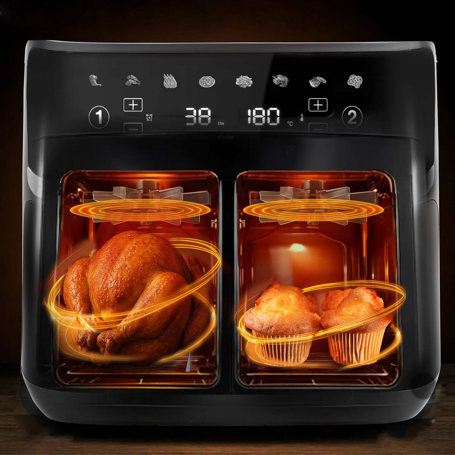 Dobbeltkammer Airfryer 10,2 l - Sund frituregryde med 8 programmer og touchskærm