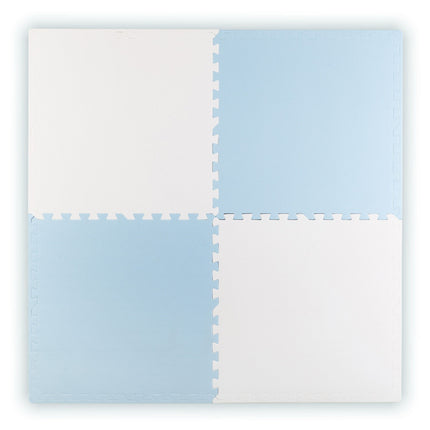 Skummåtte til leg og kravling - 4 dele i blå og hvid, 60x60 cm