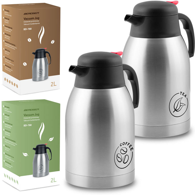 2 stk. 2-liters termokander til kaffe og te - perfekt til udendørs brug
