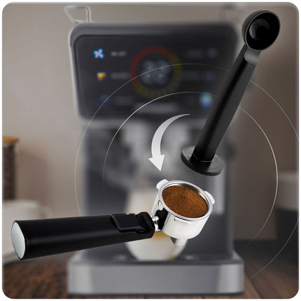 Espressomaskine med 20 bar tryk og mælkeskummer til hjemmebaristaer