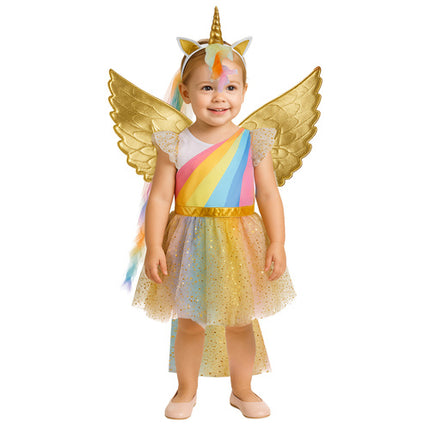 Unicorn kostume til børn med kjole, vinger og hovedbånd