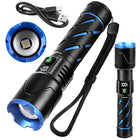 Taktisk LED lommelygte 800 lumen med USB-C opladning og zoom
