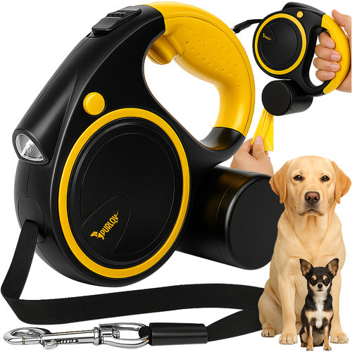 Automatisk hundesnor med LED lygte og 5m længde