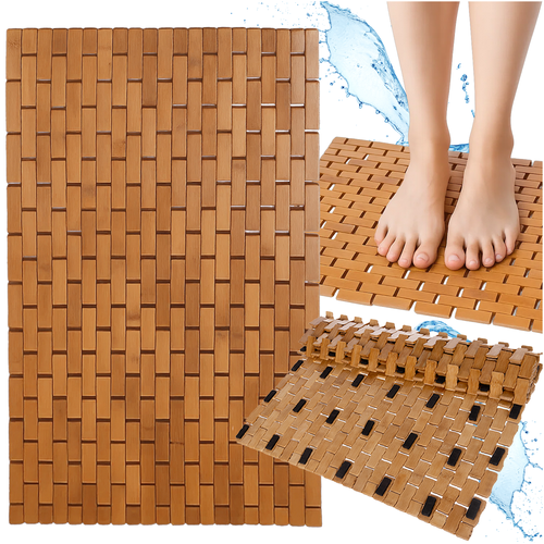 Bamboo anti-slip badeværelsesmåtte med hurtig tørring