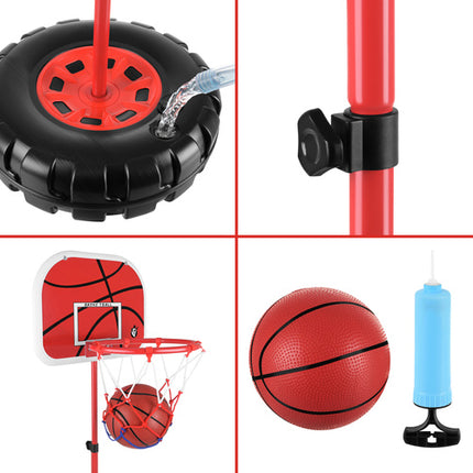 Højdejusterbar basketkurv 109-170cm med bold og pumpe