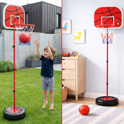 Højdejusterbar basketkurv 109-170cm med bold og pumpe