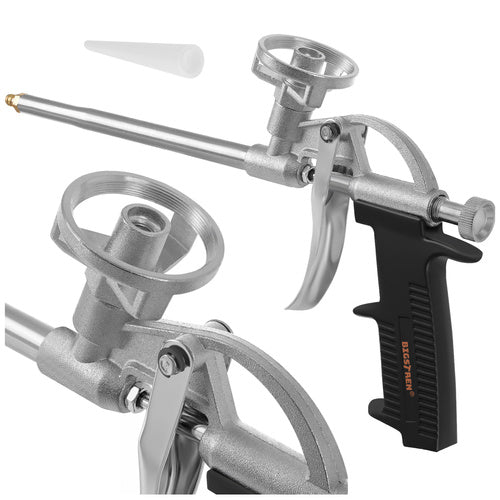 Skumpistol i metal med justerbar flowregulering til montageskum