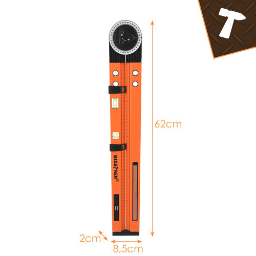 Justerbar tømrervinkel 3-i-1 med vaterpas og kompas 500mm