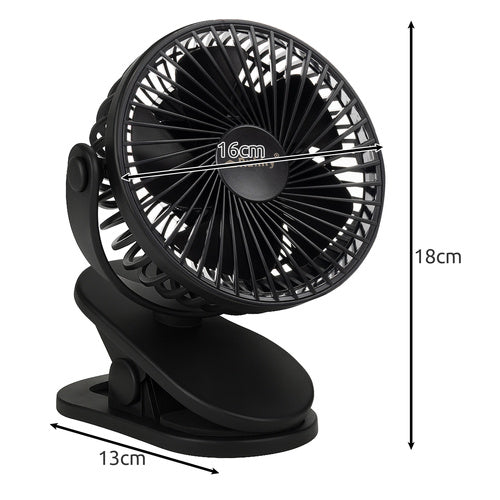 Trådlig bordventilator med klips og 360° justering