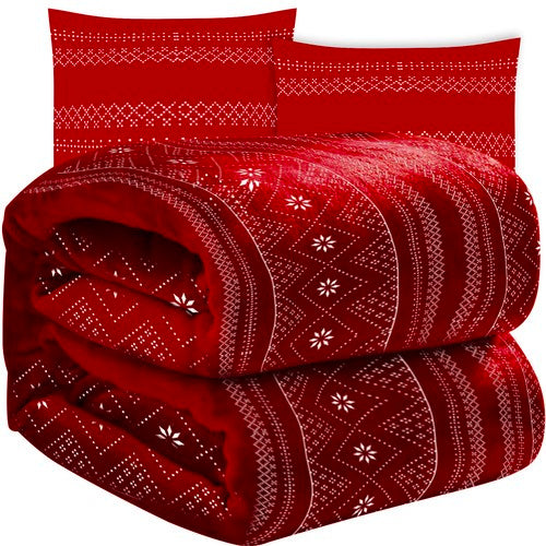 Blødt Vintertæppe med Røde Pudevar - Perfekt til Hygge