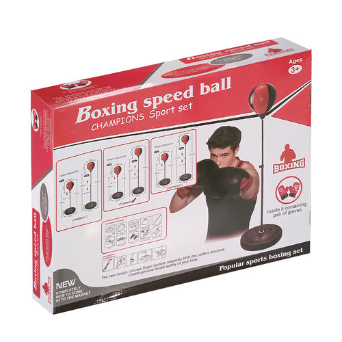 Boksesæt til børn 70-104 cm med boksebold og handsker – boksebold på fjeder, justerbar højde, fra 3 år