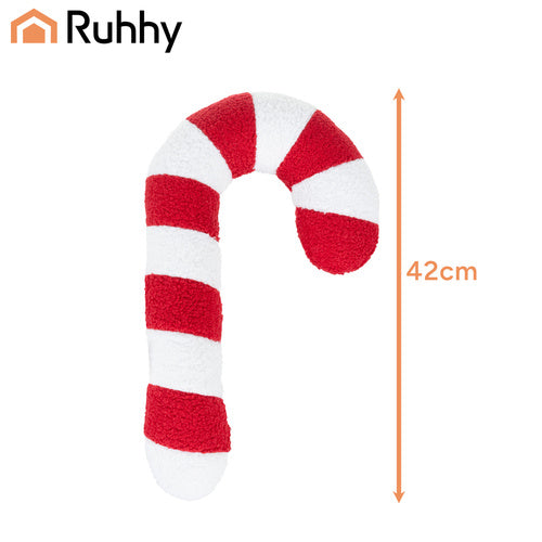 Julepynt - Blød Candy Cane Pude i Rød og Hvid