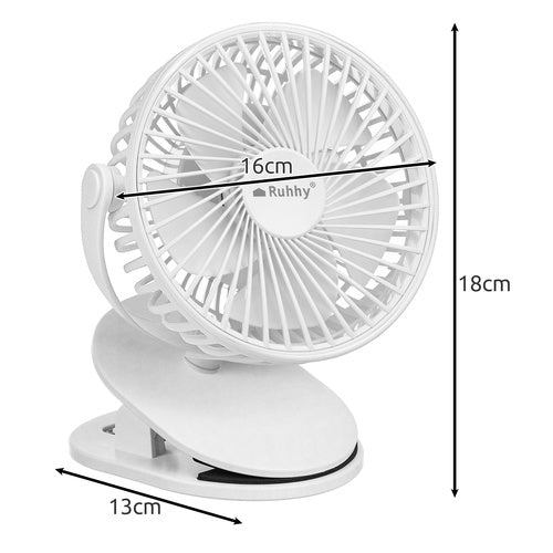 Trådlig bordventilator med klips og 360° justering