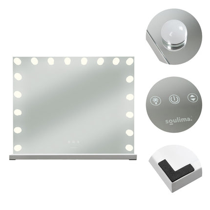LED kosmetik spejl 80x62 cm med justerbart lys