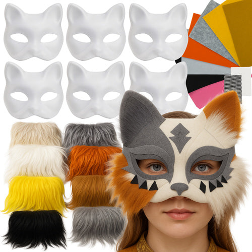 DIY Kat Masker Sæt med Tilbehør til Kreativ Leg