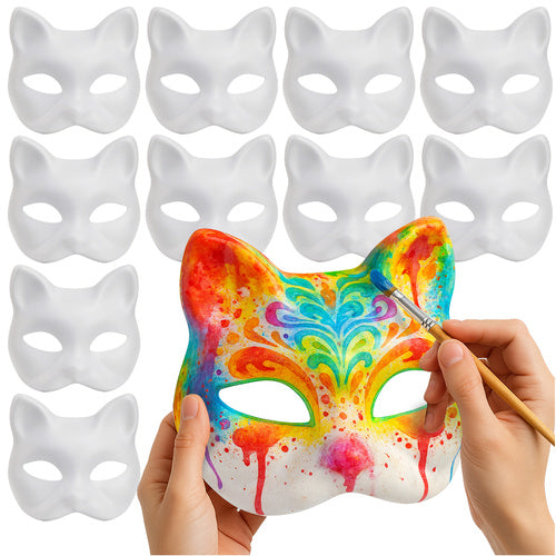DIY katteansigt masker - Sæt med 10 kreative masker