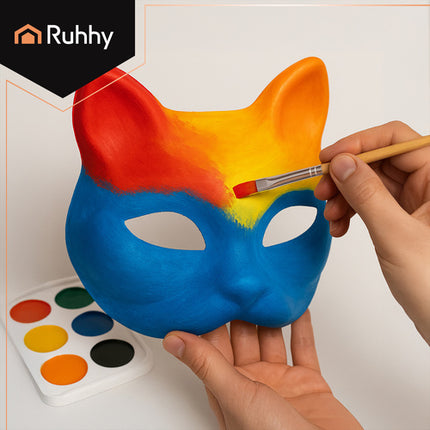 DIY katteansigt masker - Sæt med 10 kreative masker