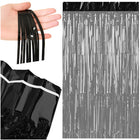 Dekorativ sort gardin 100x200 cm med selvklæbende tape