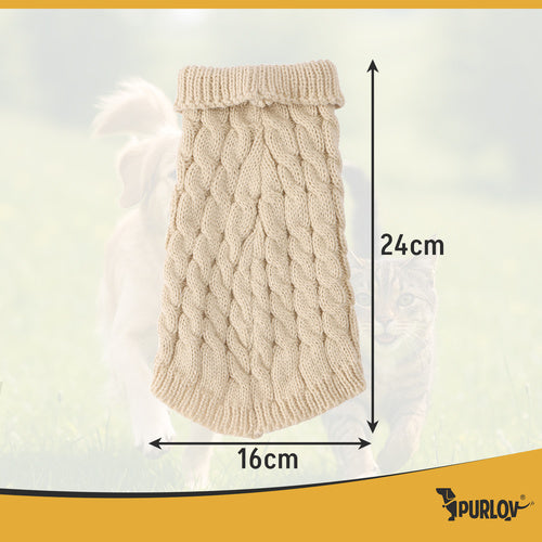 Beige hunde- og kattejakke i størrelse S med turtleneck