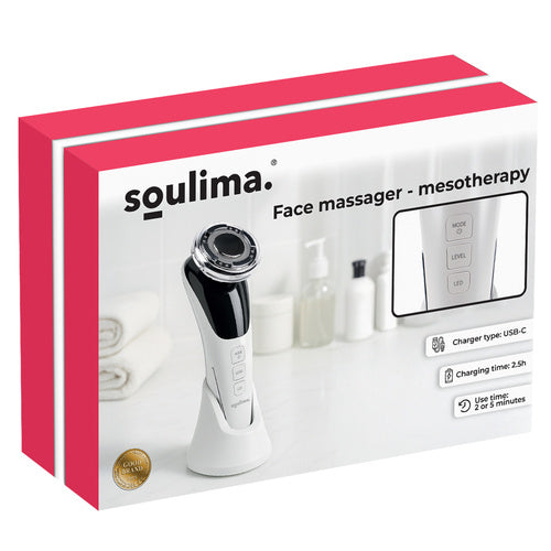 Ansigtsmassager 5-i-1 med EMS, LED, varme og kulde – ansigtsmassageapparat med rødt og blåt lys, trådløs