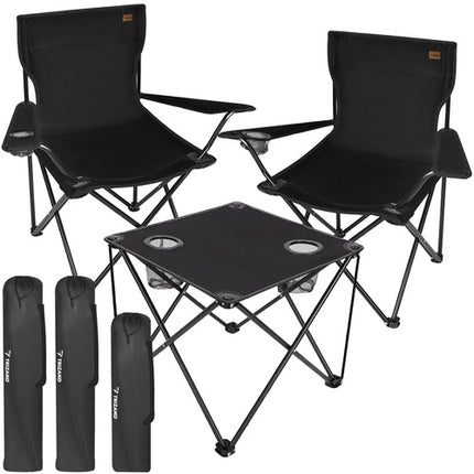 Folding campingbord med to stole til fiskeri og udendørs brug