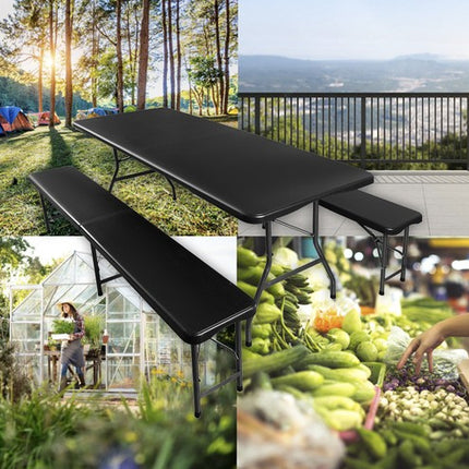Foldbart Havebord 180 cm med 2 Bænke – Praktisk og Pladsbesparende