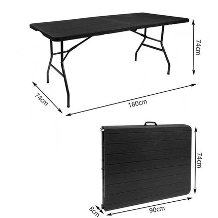 Foldbar havebord 180 cm med praktisk opbevaring