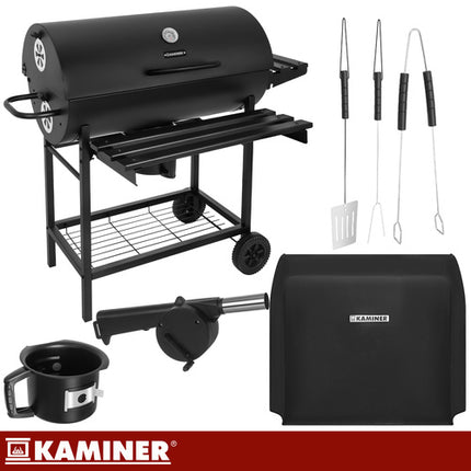 Stor kulgrill med låg og termometer 108x67x96cm