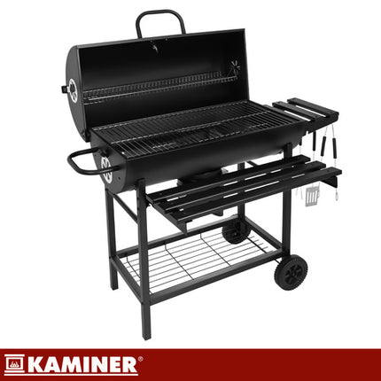 Stor kulgrill med låg og termometer 108x67x96cm