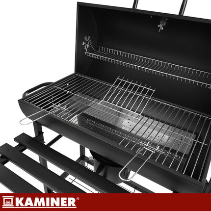 Stor kulgrill med låg og termometer 108x67x96cm