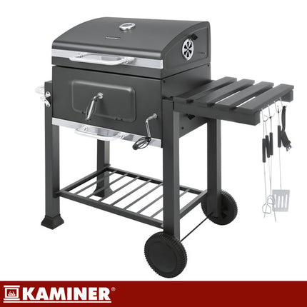 Kulgrill med låg og termometer 116x70x110cm - komplet sæt