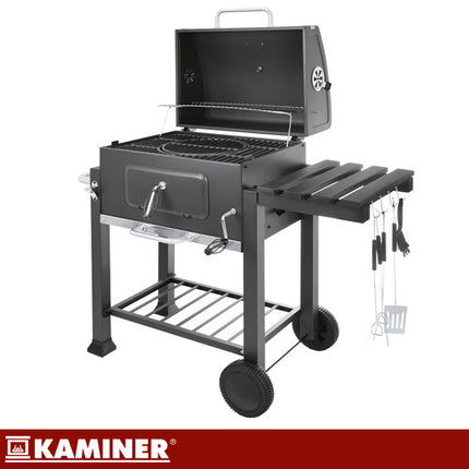Kulgrill med låg og termometer 116x70x110cm - komplet sæt