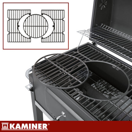 Kulgrill med låg og termometer 116x70x110cm - komplet sæt