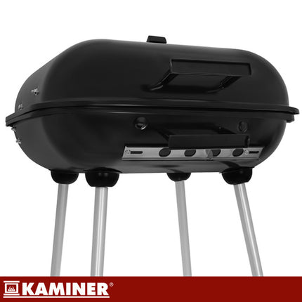 Kulgrill med låg og hjul 53x77x46cm - transportabel havegrill