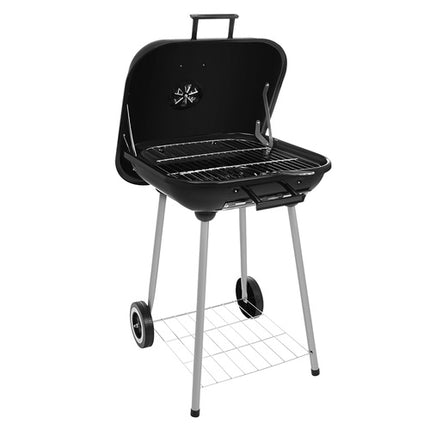Kulgrill med låg og hjul 53x77x46cm - transportabel havegrill