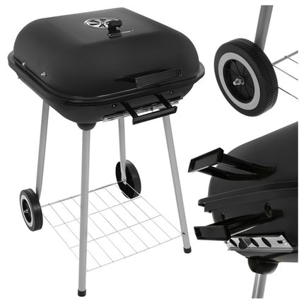 Kulgrill med låg og hjul 53x77x46cm - transportabel havegrill
