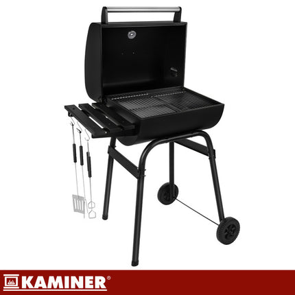 Kulgrill med låg og termometer 82x51x117cm - inkl. tilbehør