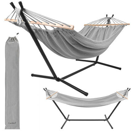 Dobbelthængekøje med stativ 200x150cm - belastning 250kg