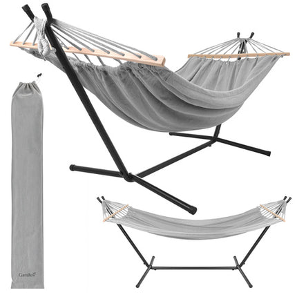Dobbelthængekøje med stativ 200x150cm - belastning 250kg