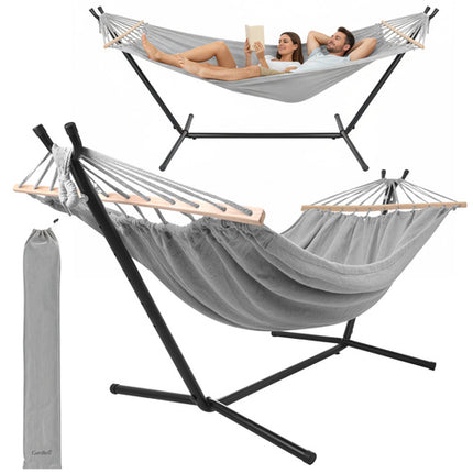 Dobbelthængekøje med stativ 200x150cm - belastning 250kg